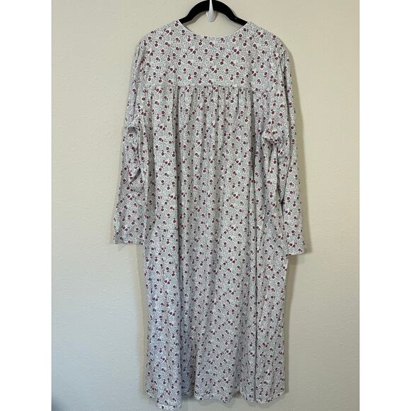 Eileen West 100% Cotton Flannel Nightgown long sleeve ditsy floral pattern XL - Picture 6 of 8